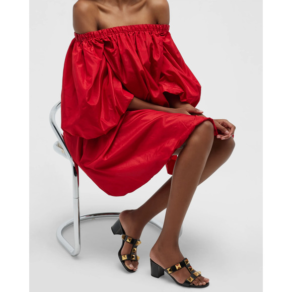 Valentino Rockstud Roman Stud Black City 60mm Slide Mule Sandal Block Heel 37.5 - Picture 3 of 16